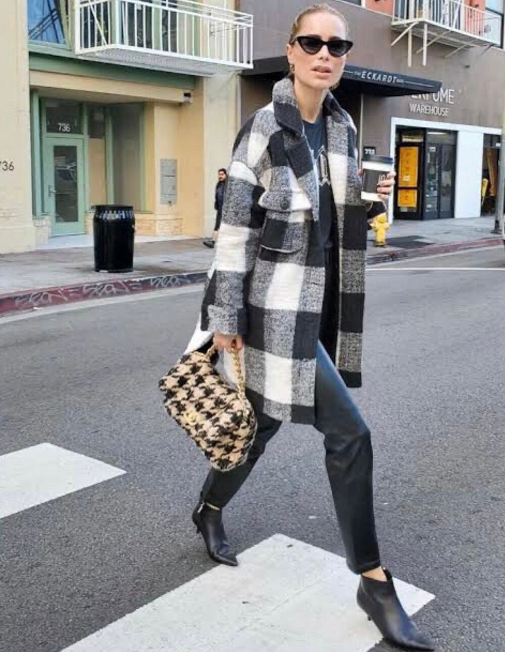 Anine Bing Mave Jacket Cream Buffalo Check Wool Jacket Small Coat Plaid